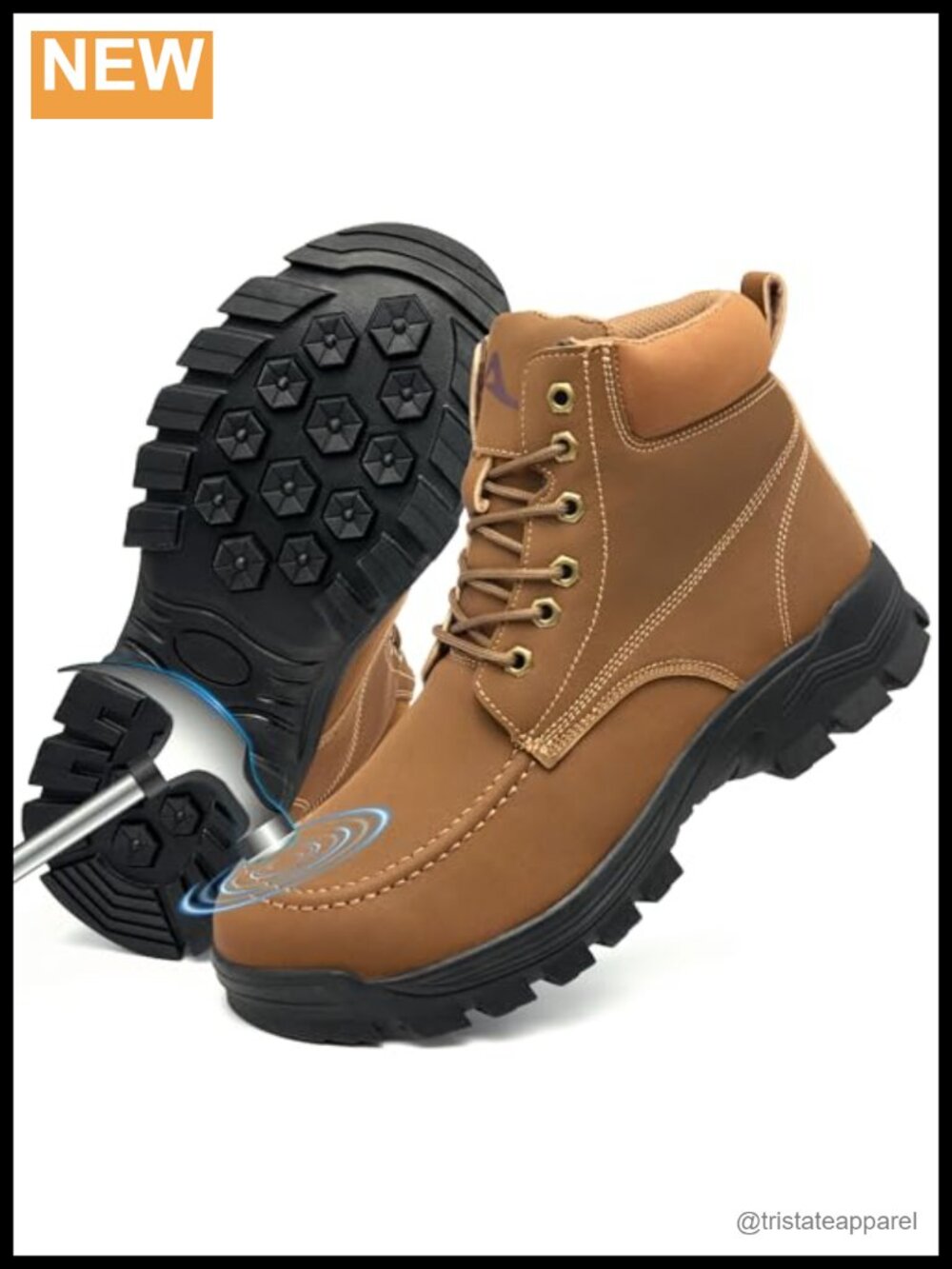 Steel Toe Work Boots Faux Leather Waterproof Slip Resistant Safety Boot